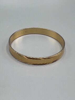 Vintage Monet Gold-tone Brushed Textured Shiny Etched Bracelet